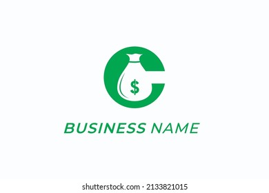 logotipo de diseño letra creativa C y dinero de bolsa