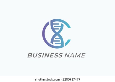 logotipo de diseño letra creativa C y ADN