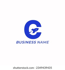 design logo creative letter C and rocket logo