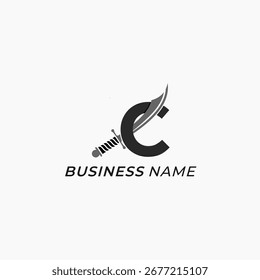 Design Logo kreativer Buchstabe C und Schwert
