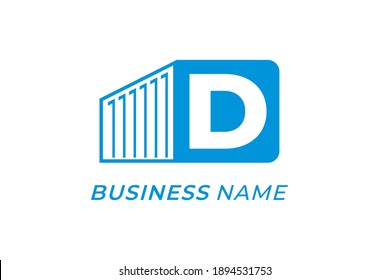 logotipo de diseño letra creativa D y contenedor