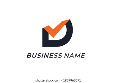 design logo creative letter D and check