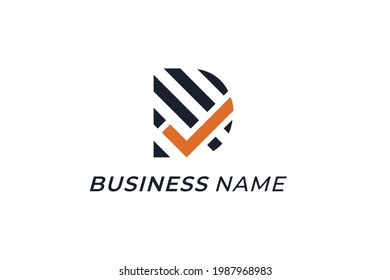 design logo creative letter D and checklist