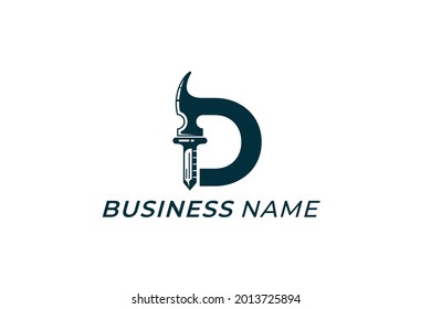 Design-Logo-Kreativbrief D und Hammer und Nagel