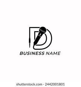 design logo creative letter D and microphone