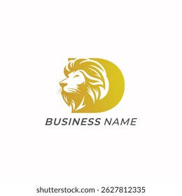 design logo creative letter D and lion head