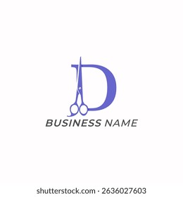 design logo creative letter D and scissors icon