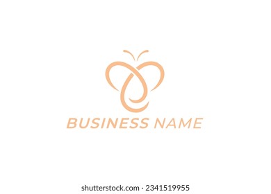 design logo creative letter E and bee