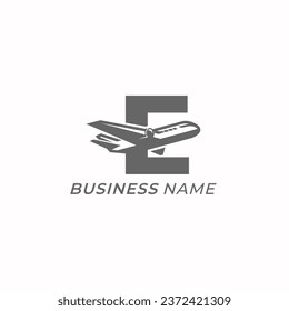 design logo creative letter E and plane