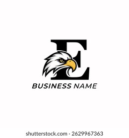 design logo creative letter E and head eagle