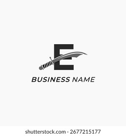 design logo creative letter E and sword