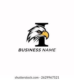 design logo creative letter I and eagle head