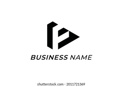 logo de diseño letra creativa F y triángulo