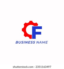 design logo creative letter F and gear