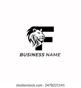 design logo creative letter F and lion head