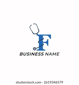 design logo creative letter F and stethoscope