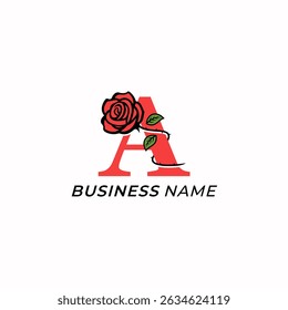 design logo creative letter A and flower rose