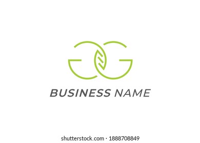 design logo creative letter G and leaf