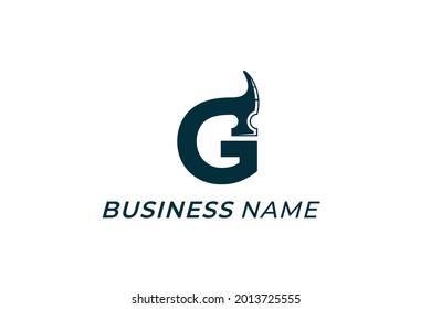 design logo creative letter G and hammer