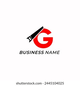 design logo creative letter G and handsaw