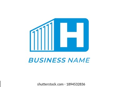 logotipo de diseño letra creativa H y contenedor