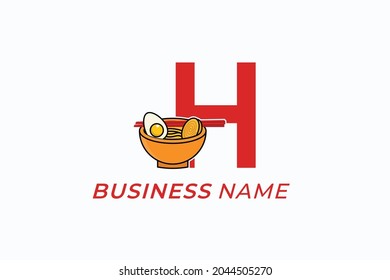 design logo creative letter H and noodles