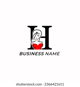 logo de diseño letra creativa H y chica sexy