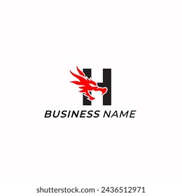 design logo creative letter H and dragon symbol