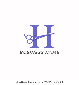 design logo creative letter H and scissors