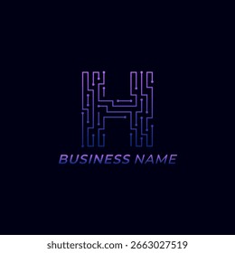 design logo creative letter H and circuit