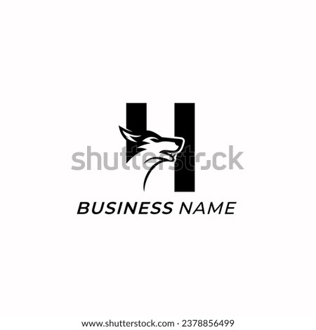 design logo creative letter H and wolf animal