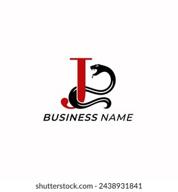 Design Logo Creative Buchstabe J und Schlange