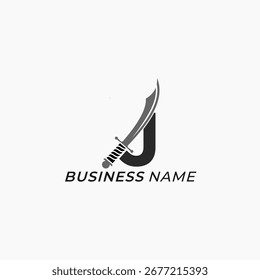 design logo creative letter J and sword