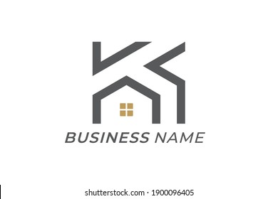 design logo creative letter K and home