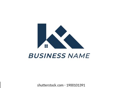 design logo creative letter K and home