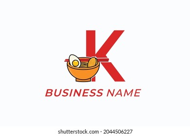 design logo creative letter K and noodles