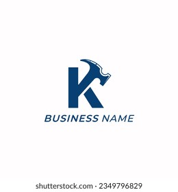 design logo creative letter K and hammer