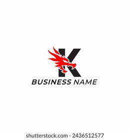 design logo creative letter K and dragon head