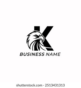 logotipo de design letra criativa K e águia