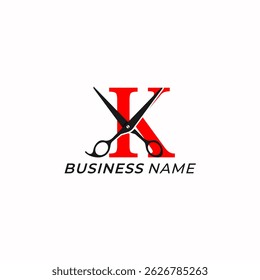 design logo creative letter K and scissors