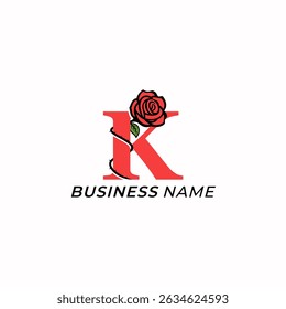 design logo creative letter K and rose flower
