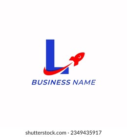 design logo creative letter L and rocket