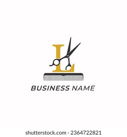 logotipo de diseño letra creativa L y peinado de tijera