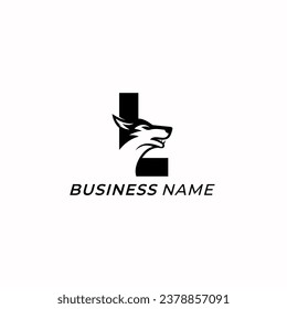 design logo creative letter L and wolf