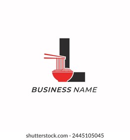 design logo creative letter L and ramen