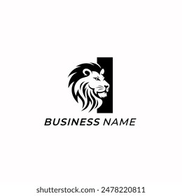 design logo creative letter I and lion head