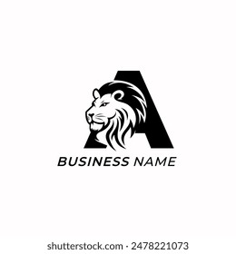 design logo creative letter A and lion king