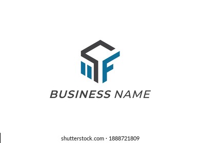 letra creativa M y F del logotipo de diseño