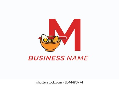 design logo creative letter M and noodles