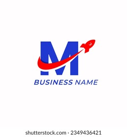 design logo creative letter M and rocket logo